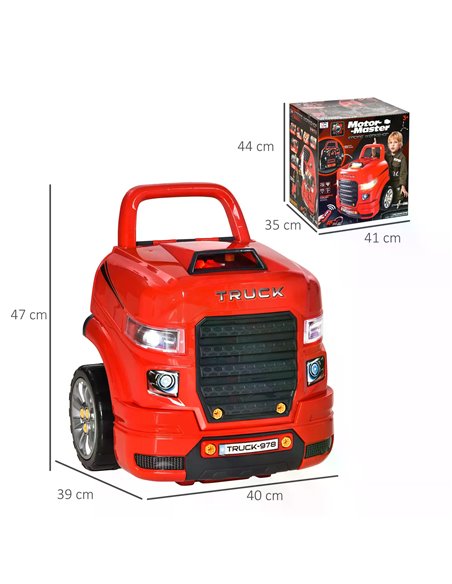 HOMCOM Kids Toy Truck Set, Toddler Educational Car Service Station Playset, Take Apart Workshop, w/ RC Car Key, Light, for 3-5 Y - pic 70353 | FastDaddyshop