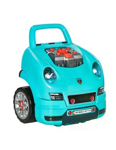 HOMCOM Kids Truck Engine Toy Set, Educational Car Service Station Playset, Blue 350-128