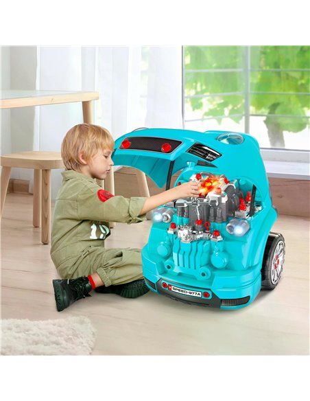HOMCOM Kids Truck Engine Toy Set, Educational Car Service Station Playset, Take Apart Workshop, w/ Steering Wheel, for 3-5 Years - pic 70361 | FastDaddyshop