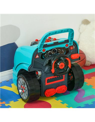 HOMCOM Kids Truck Engine Toy Set, Educational Car Service Station Playset, Take Apart Workshop, w/ Steering Wheel, for 3-5 Years