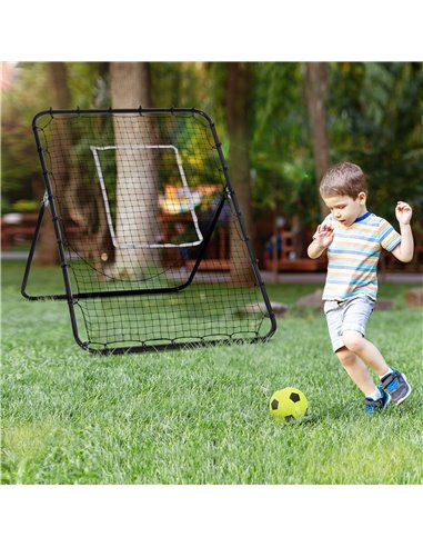 HOMCOM Football Training Rebounder Net, Adjustable Kickback Soccer Goal, Foldable for Kids & Adults, Black A90-253