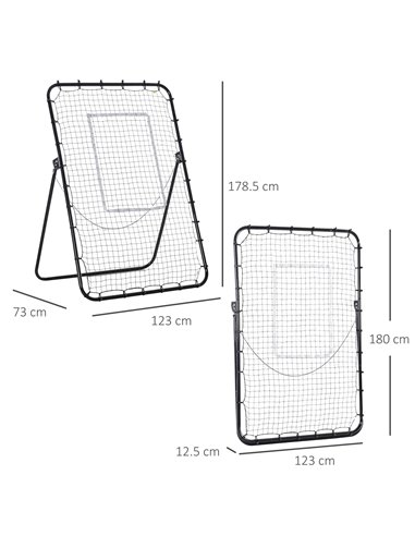 HOMCOM Football Training Rebounder Net, Adjustable Kickback Soccer Goal, Foldable for Kids & Adults, Black A90-253