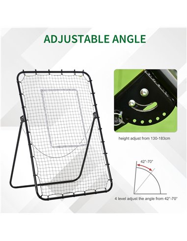 HOMCOM Football Training Rebounder Net, Adjustable Kickback Soccer Goal, Foldable for Kids & Adults, Black A90-253