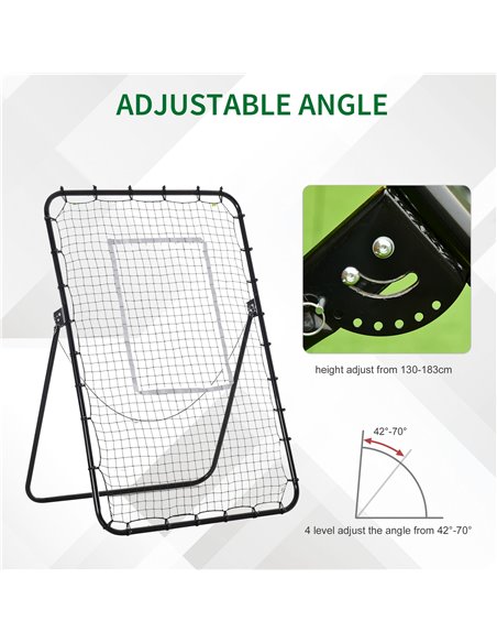 HOMCOM Football Training Rebounder Net, Adjustable Kickback Soccer Goal, Foldable for Kids & Adults, Black A90-253 - pic 70373 | FastDaddyshop