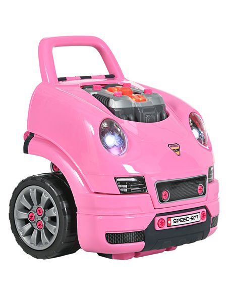 HOMCOM Kids Truck Engine Toy Set, with Horn, Light, Car Key, for Ages 3-5 Years - Pink 350-128V00PK - pic 70396 | FastDaddyshop