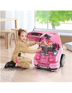 HOMCOM Kids Truck Engine Toy Set, with Horn, Light, Car Key, for Ages 3-5 Years - Pink 350-128V00PK 2