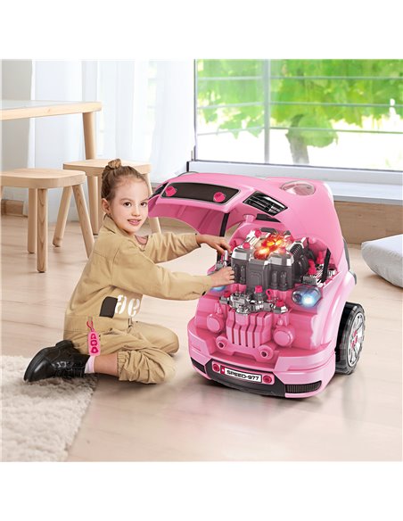 HOMCOM Kids Truck Engine Toy Set, with Horn, Light, Car Key, for Ages 3-5 Years - Pink 350-128V00PK - pic 70397 | FastDaddyshop