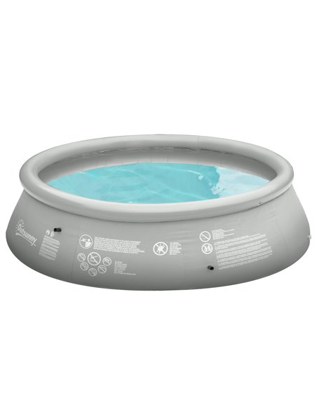 Outsunny Inflatable Swimming Pool, Family-Sized Round Paddling Pool, Grey 848-025GY - pic 70441 | FastDaddyshop
