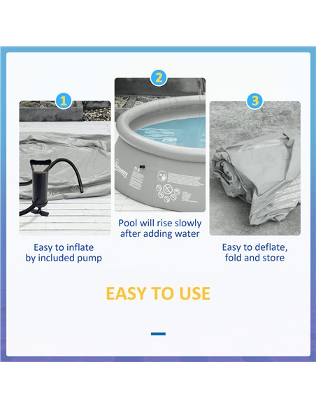 Outsunny Inflatable Swimming Pool, Family-Sized Round Paddling Pool w/ Hand Pump for Kids, Adults, Outdoor, Garden and Backyard, - pic 70445 | FastDaddyshop