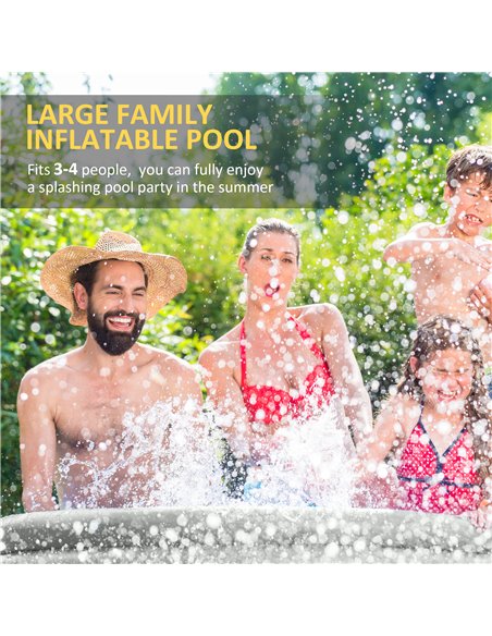 Outsunny Inflatable Swimming Pool, Family-Sized Round Paddling Pool w/ Hand Pump for Kids, Adults, Outdoor, Garden and Backyard, - pic 70446 | FastDaddyshop