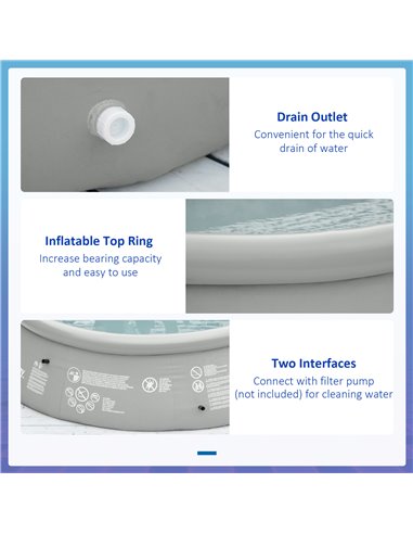 Outsunny Inflatable Swimming Pool, Family-Sized Round Paddling Pool w/ Hand Pump for Kids, Adults, Outdoor, Garden and Backyard,