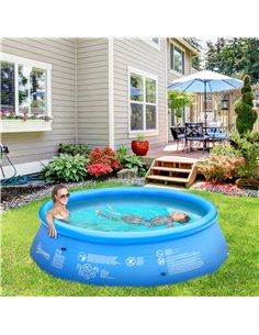 Outsunny 274cm x 76cm Inflatable Family Swimming Pool, Blue 848-025BU 2