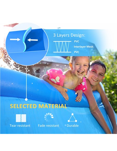 Outsunny Inflatable Family Swimming Pool, Family-Sized Round Paddling Pool w/ Hand Pump for Kids, Adults, Outdoor, Garden, 274cm - pic 70453 | FastDaddyshop