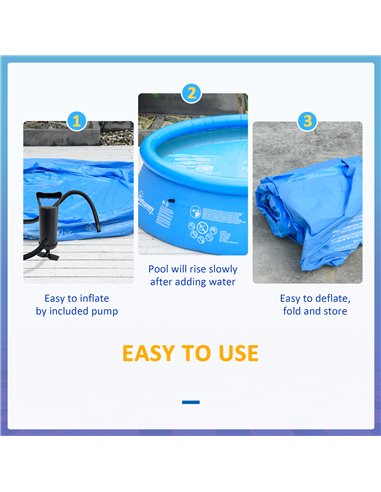 Outsunny Inflatable Family Swimming Pool, Family-Sized Round Paddling Pool w/ Hand Pump for Kids, Adults, Outdoor, Garden, 274cm