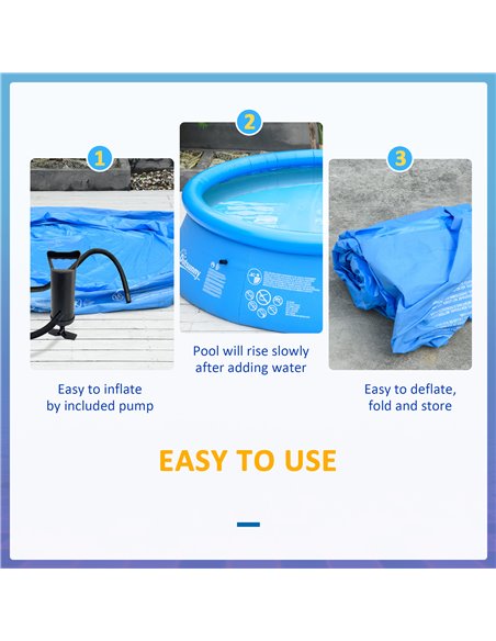 Outsunny Inflatable Family Swimming Pool, Family-Sized Round Paddling Pool w/ Hand Pump for Kids, Adults, Outdoor, Garden, 274cm - pic 70454 | FastDaddyshop