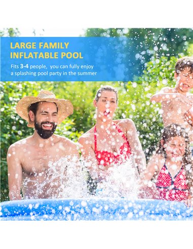 Outsunny Inflatable Family Swimming Pool, Family-Sized Round Paddling Pool w/ Hand Pump for Kids, Adults, Outdoor, Garden, 274cm