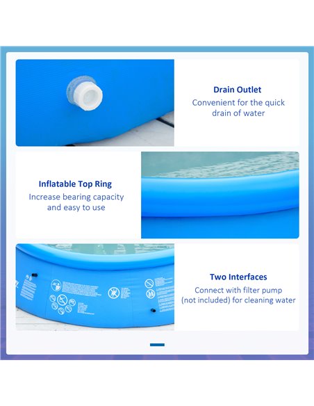 Outsunny Inflatable Family Swimming Pool, Family-Sized Round Paddling Pool w/ Hand Pump for Kids, Adults, Outdoor, Garden, 274cm - pic 70456 | FastDaddyshop