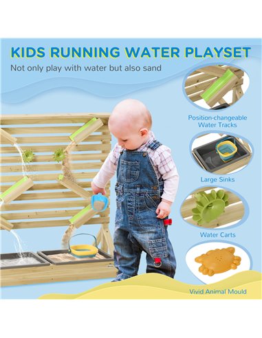 Outsunny Outdoor Kids Running Water and Sand Playset, with 18 Accessories 343-055V00ND