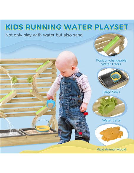 Outsunny Outdoor Kids Running Water and Sand Playset, with 18 Accessories 343-055V00ND - pic 70462 | FastDaddyshop