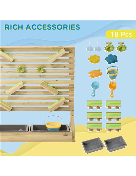 Outsunny Outdoor Kids Running Water and Sand Playset, with 18 Accessories 343-055V00ND - pic 70464 | FastDaddyshop
