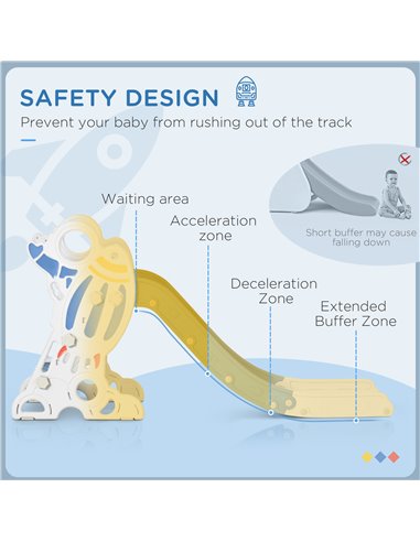 AIYAPLAY Freestanding Kids Slide, Indoor Space Theme Baby Slide for Toddlers 1.5-3 Years, Blue 331-035V00BU