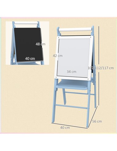 AIYAPLAY Art Easel for Kids with Paper Roll, Height Adjustable Double-Sided Whiteboard Chalkboard, 3 in 1 Easel, for Ages 3-6 Ye