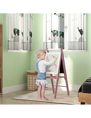 AIYAPLAY Art Easel for Kids with Paper Roll, Height Adjustable Double-Sided Whiteboard Chalkboard, 3 in 1 Easel, for Ages 3-6 Ye
