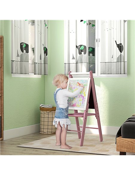 AIYAPLAY Art Easel for Kids with Paper Roll, Height Adjustable Double-Sided Whiteboard Chalkboard, 3 in 1 Easel, for Ages 3-6 Ye - pic 70496 | FastDaddyshop