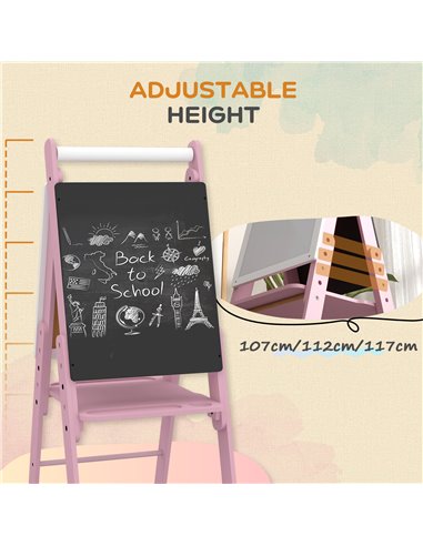 AIYAPLAY Art Easel for Kids with Paper Roll, Height Adjustable Double-Sided Whiteboard Chalkboard, 3 in 1 Easel, for Ages 3-6 Ye