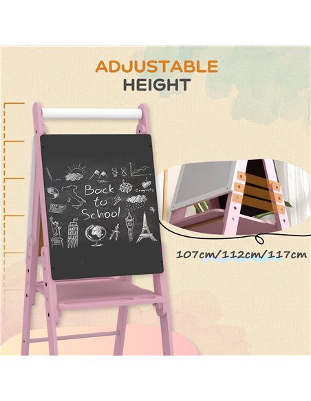 AIYAPLAY Art Easel for Kids with Paper Roll, Height Adjustable Double-Sided Whiteboard Chalkboard, 3 in 1 Easel, for Ages 3-6 Ye - pic 70499 | FastDaddyshop