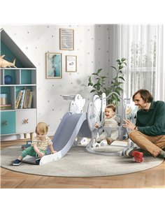 AIYAPLAY Space-Themed Kids Slide and Swing Set, Grey 331-038V00GY 2