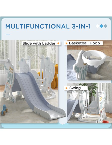AIYAPLAY Space-Themed Kids Slide and Swing Set, with Basketball Hoop 331-038V00GY - pic 70525 | FastDaddyshop