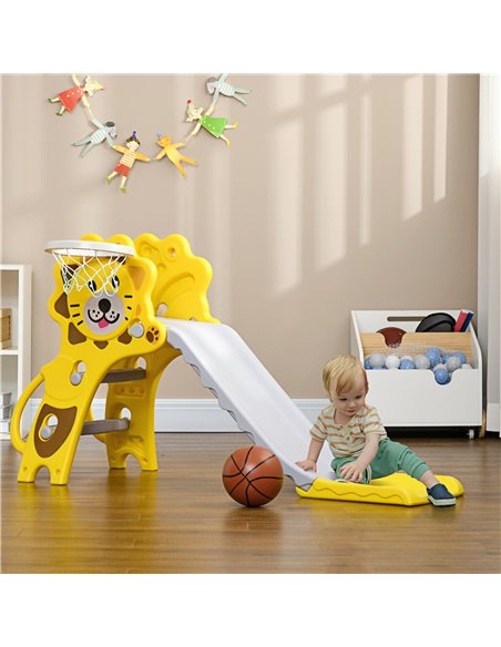 AIYAPLAY Baby Slide with Basketball Hoop, Easy to Assemble Kids Slide for Indoor Use, for Ages 18-36 Months - Yellow 331-042V00Y - pic 70532 | FastDaddyshop