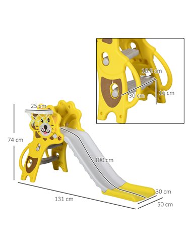 AIYAPLAY Baby Slide with Basketball Hoop, Easy to Assemble Kids Slide for Indoor Use, for Ages 18-36 Months - Yellow 331-042V00Y