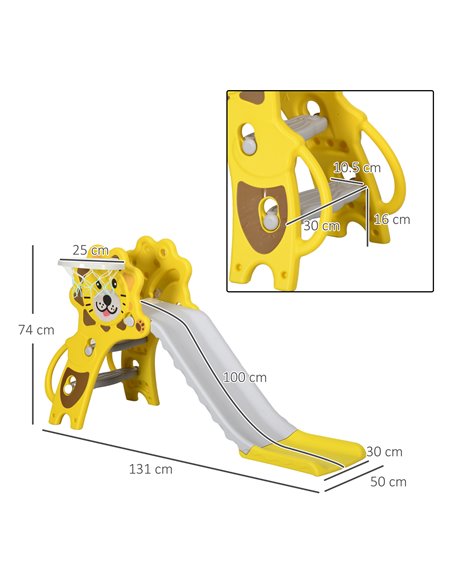 AIYAPLAY Baby Slide with Basketball Hoop, Easy to Assemble Kids Slide for Indoor Use, for Ages 18-36 Months - Yellow 331-042V00Y - pic 70533 | FastDaddyshop
