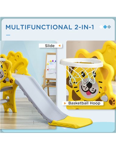 AIYAPLAY Baby Slide with Basketball Hoop, Easy to Assemble Kids Slide for Indoor Use, for Ages 18-36 Months - Yellow 331-042V00Y