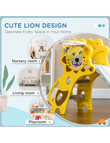 AIYAPLAY Baby Slide with Basketball Hoop, Easy to Assemble Kids Slide for Indoor Use, for Ages 18-36 Months - Yellow 331-042V00Y