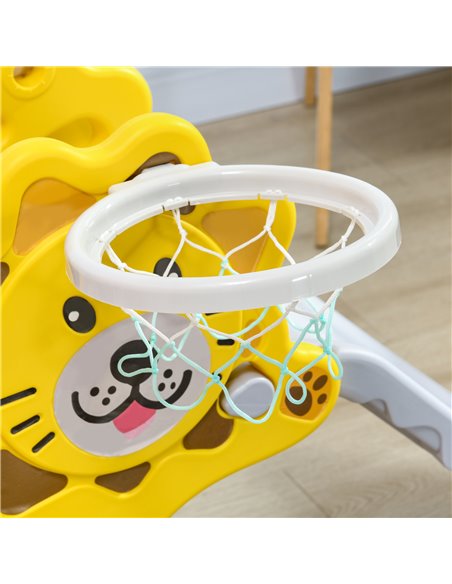 AIYAPLAY Baby Slide with Basketball Hoop, Easy to Assemble Kids Slide for Indoor Use, for Ages 18-36 Months - Yellow 331-042V00Y - pic 70538 | FastDaddyshop