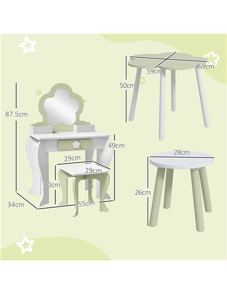 ZONEKIZ Kids Furniture Set 5 PCs, Flower Design, Perfect for Ages 3-5, Colourful & Durable 316-P002 - pic 70542 | FastDaddyshop