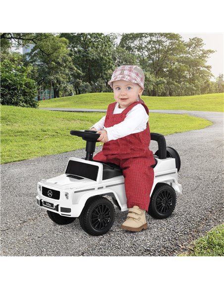 HOMCOM Mercedes-Benz G350 Licensed Baby Push Car, Foot to Floor Slider Stroller with Push Handle, Horn, Under Seat Storage, Whit - pic 70559 | FastDaddyshop