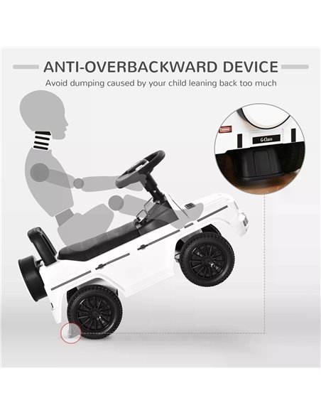 HOMCOM Mercedes-Benz G350 Licensed Baby Push Car, Foot to Floor Slider Stroller with Push Handle, Horn, Under Seat Storage, Whit - pic 70563 | FastDaddyshop