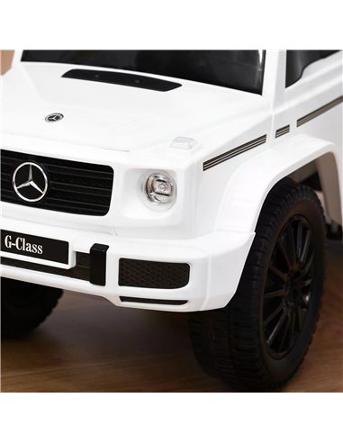 HOMCOM Mercedes-Benz G350 Licensed Baby Push Car, Foot to Floor Slider Stroller with Push Handle, Horn, Under Seat Storage, Whit