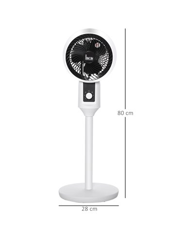 HOMCOM 32'' Air Circulator Fan 3 Speed, 70° Oscillation 90° Vertical Tilt, Round Base, Carry Handle, for Living Room, Bedroom, O