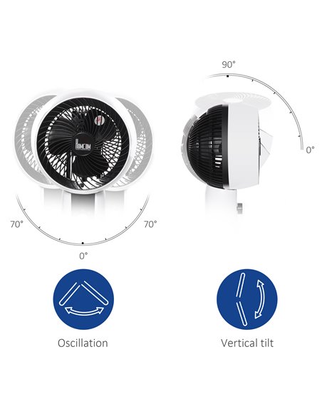 HOMCOM 32'' Air Circulator Fan 3 Speed, 70° Oscillation 90° Vertical Tilt, Round Base, Carry Handle, for Living Room, Bedroom, O - pic 70590 | FastDaddyshop