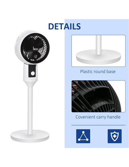 HOMCOM 32'' Air Circulator Fan 3 Speed, 70° Oscillation 90° Vertical Tilt, Round Base, Carry Handle, for Living Room, Bedroom, O - pic 70591 | FastDaddyshop