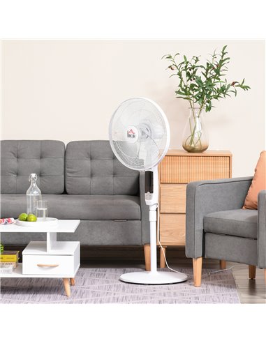 HOMCOM Pedestal Fan 54'' with LED Display, 3 Speeds, 3 Modes, 85 Oscillation, Adjustable Height & Remote Control for Living Room