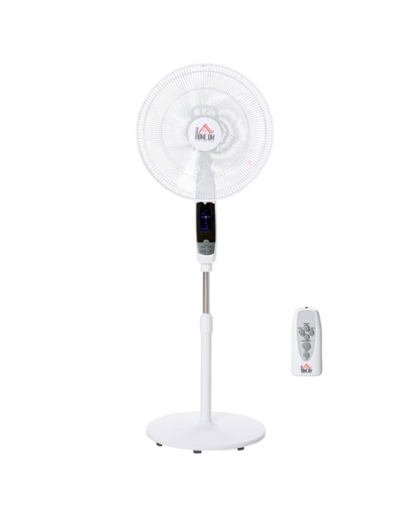 HOMCOM Pedestal Fan 54'' with LED Display, 3 Speeds, White 824-023V70 - pic 70595 | FastDaddyshop