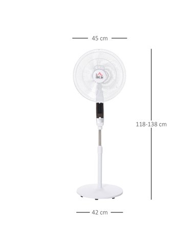 HOMCOM Pedestal Fan 54'' with LED Display, 3 Speeds, 3 Modes, 85 Oscillation, Adjustable Height & Remote Control for Living Room