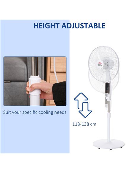 HOMCOM Pedestal Fan 54'' with LED Display, 3 Speeds, 3 Modes, 85 Oscillation, Adjustable Height & Remote Control for Living Room - pic 70598 | FastDaddyshop