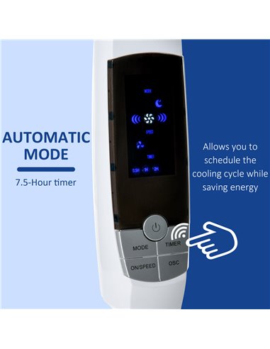 HOMCOM Pedestal Fan 54'' with LED Display, 3 Speeds, 3 Modes, 85 Oscillation, Adjustable Height & Remote Control for Living Room